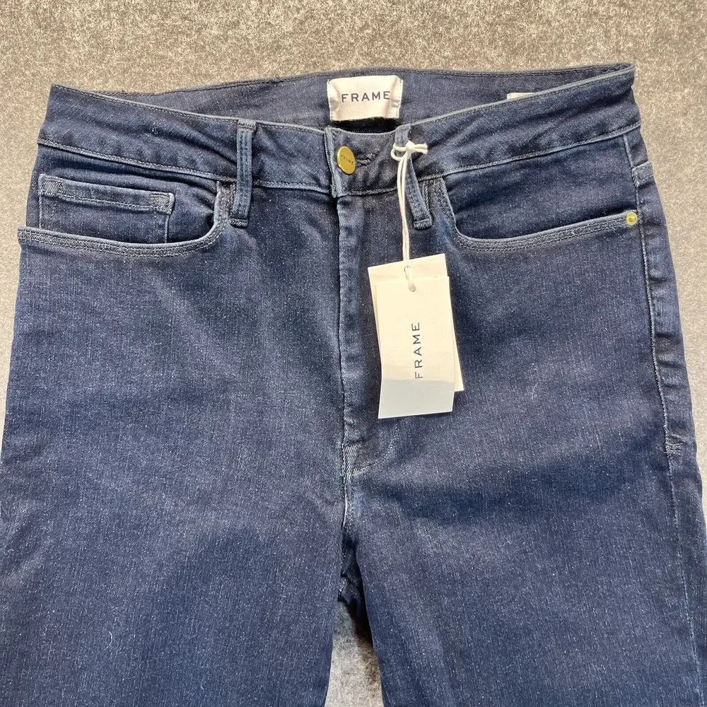 NEW Frame Jeans Women's 2 Le One Skinny Mid Rise Dark Blue Stretch Denim‎